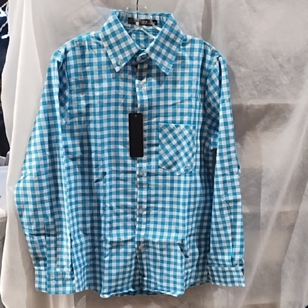 Zhelin  Blue Checkered Casual Shirt
